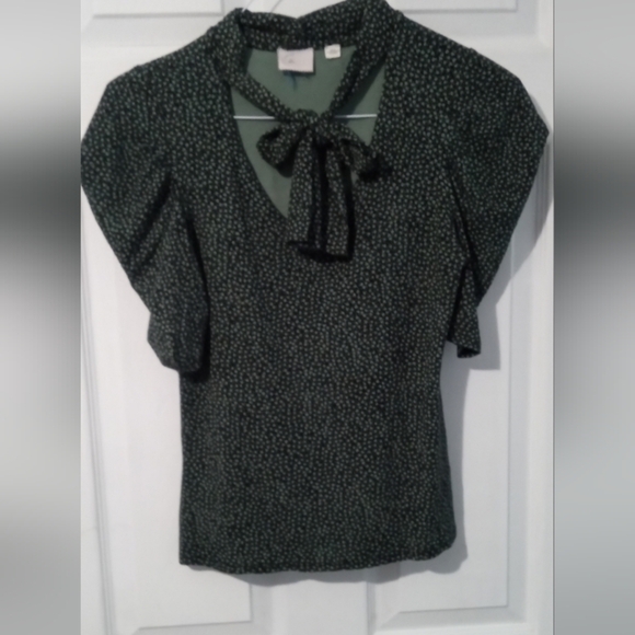 Anthropologie Forest Green Patterned Blouse - Picture 1 of 4